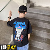 Stygian Sparkle Dreamy Kids Black Oversized Drop Tees